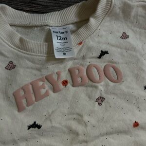Carter's White and Pink 'Hey Boo' Baby Top